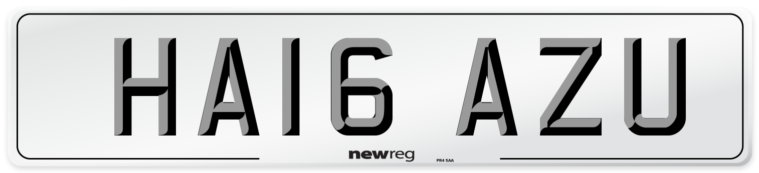 HA16 AZU Number Plate from New Reg